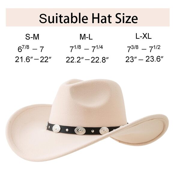 6854 Women Men Felt Wide Brim Western Cowboy Hats Belt Buckle Panama Hat main image 6